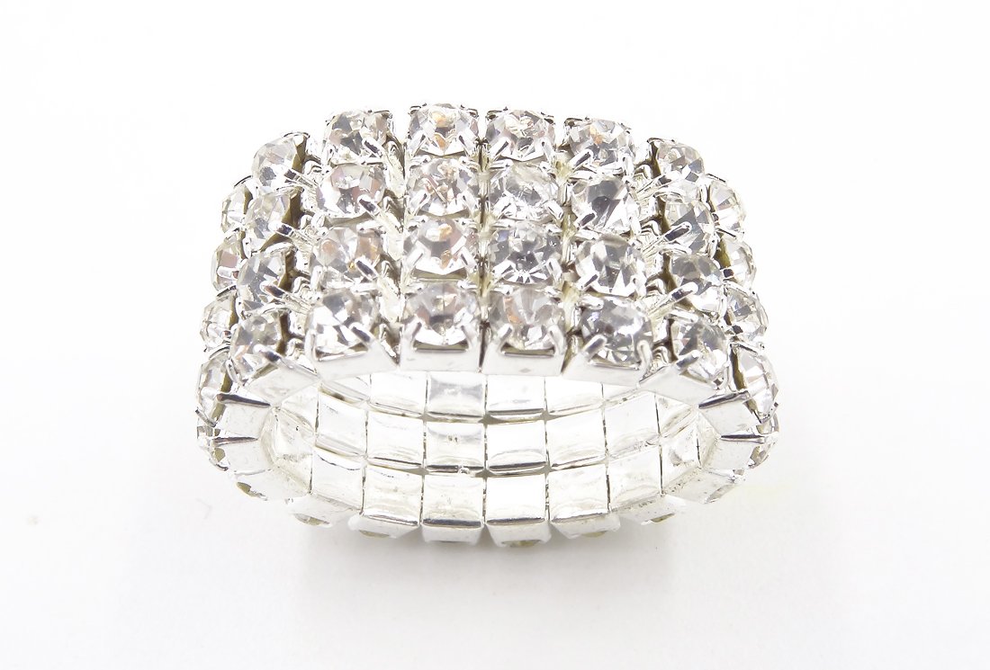 WTZ - New Sparkling 4 Row Crystal Rhinestone Stretch Ring