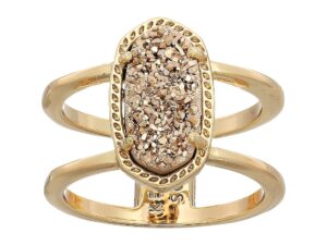 kendra scott elyse ring for women, fashion jewelry, 14k rose gold-plated, rose gold drusy, size 8