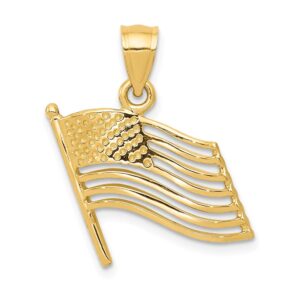 jay seiler 14k american flag pendant, 14 kt yellow gold