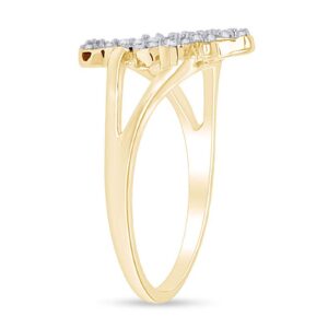 Jewel Zone US White Cubic Zirconia Palm Tree Shape Band Ring in 14k Yellow Gold Over Sterling Silver