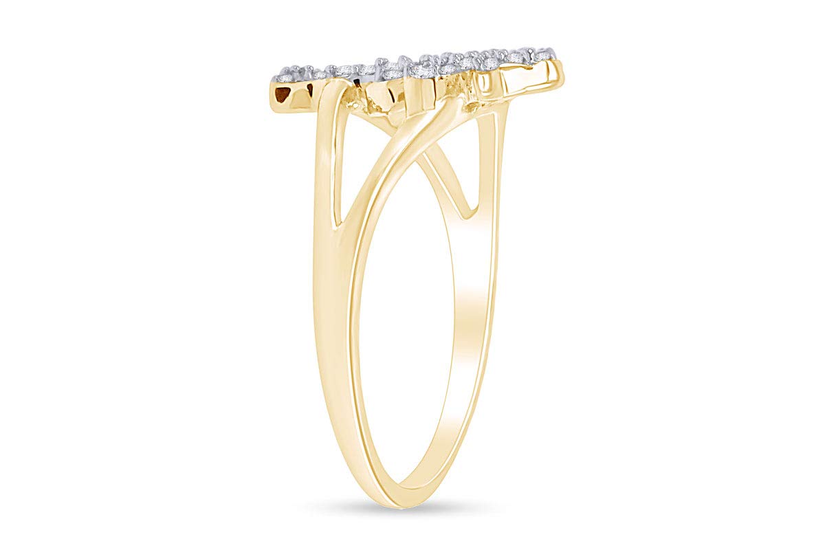 Jewel Zone US White Cubic Zirconia Palm Tree Shape Band Ring in 14k Yellow Gold Over Sterling Silver