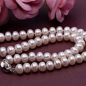 Womens Classic Small Pearl Necklace 6mm White Freshwater Pearl Necklace Choker 16"