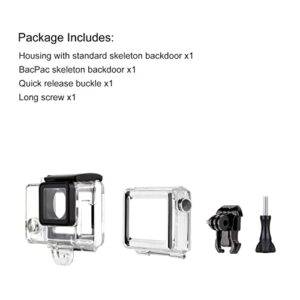 SOONSUN Side Open Skeleton Housing Case for GoPro Hero 4 Black, Hero 4 Silver, Hero 3+, Hero 3 Cameras with LCD Touch Backdoor and Skeleton BacPac Backdoor for Extended Battery or Bacpac Screen