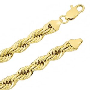 The Bling Factory 6.7mm 14k Yellow Gold Plated Twisted Rope Chain Necklace, 30 inches