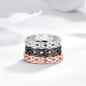 SOMEN TUNGSTEN 925 Sterling Silver Celtic Knot Eternity Band Ring Rose Gold Engagement Wedding Band 4mm Size 11