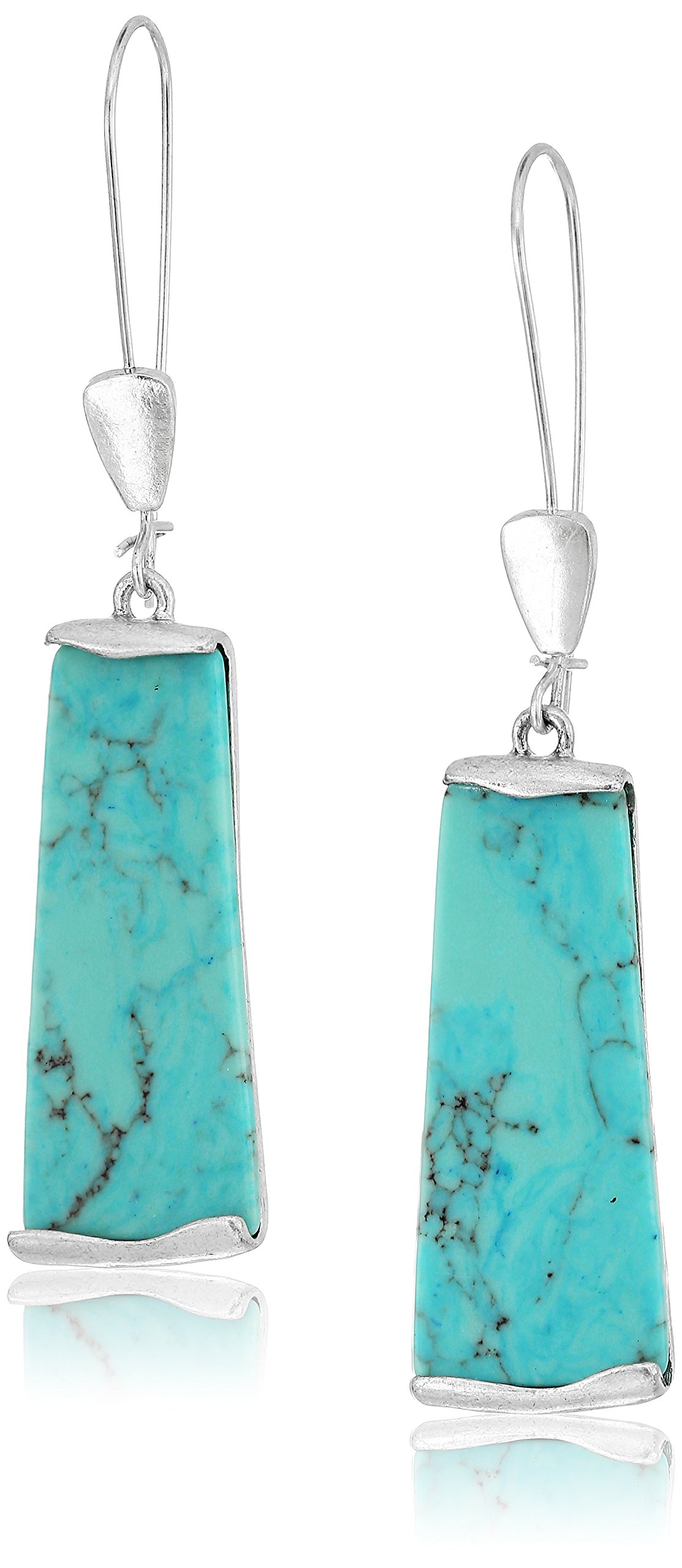 Robert Lee Morris Soho Womens Turquoise Geometric Stone Dangle Earrings, Turquoise/Silver 4