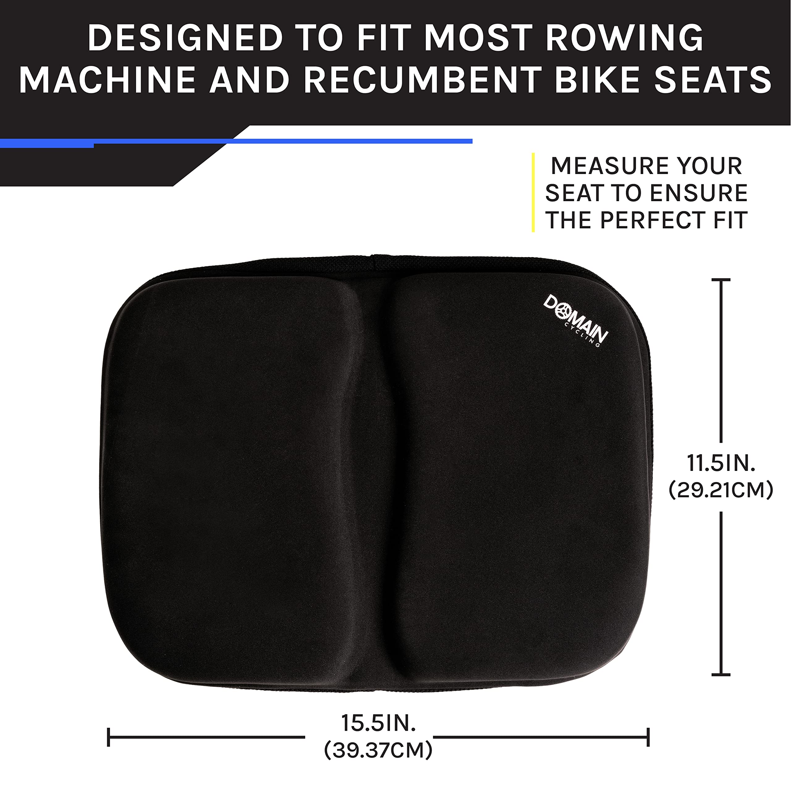 Domain Cycling Bike Seat Cushion for Recumbent Bike - Pad Gel Exercise Bike Seat Cover for Recumbent Bike Seat, Stationary Spin Bicycle Seat, Women & Men, 15.5in x 11.5in - Recumbent Bike Seat Cover