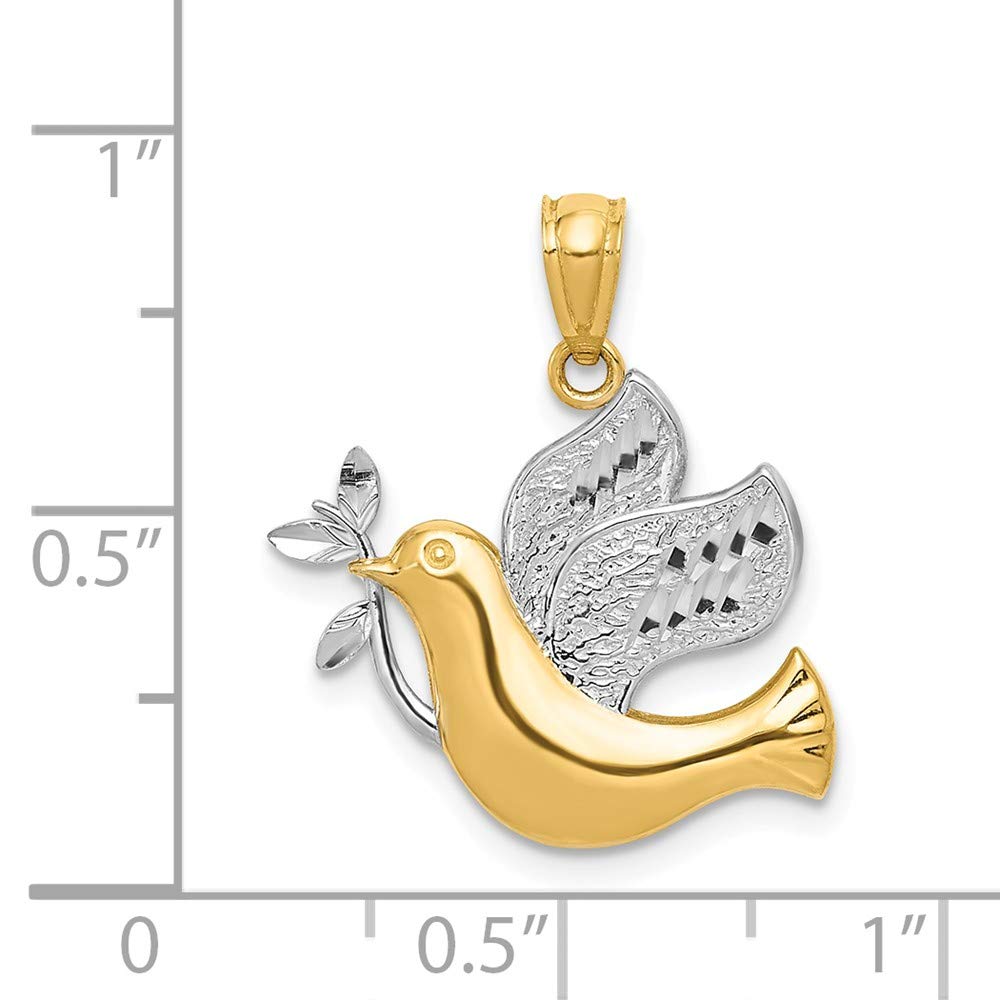 Jewels By Lux 14K Yellow Gold w/Rhodium Peace Dove Pendant