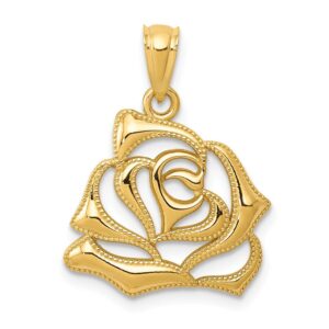 jewels by lux 14k yellow gold polished open rose pendant