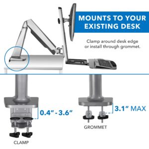 Mount-It! Sit Stand Workstation for Single Monitor and Keyboard - Height Adjustable Standing Desk Mount with Monitor Mount and Keyboard Tray