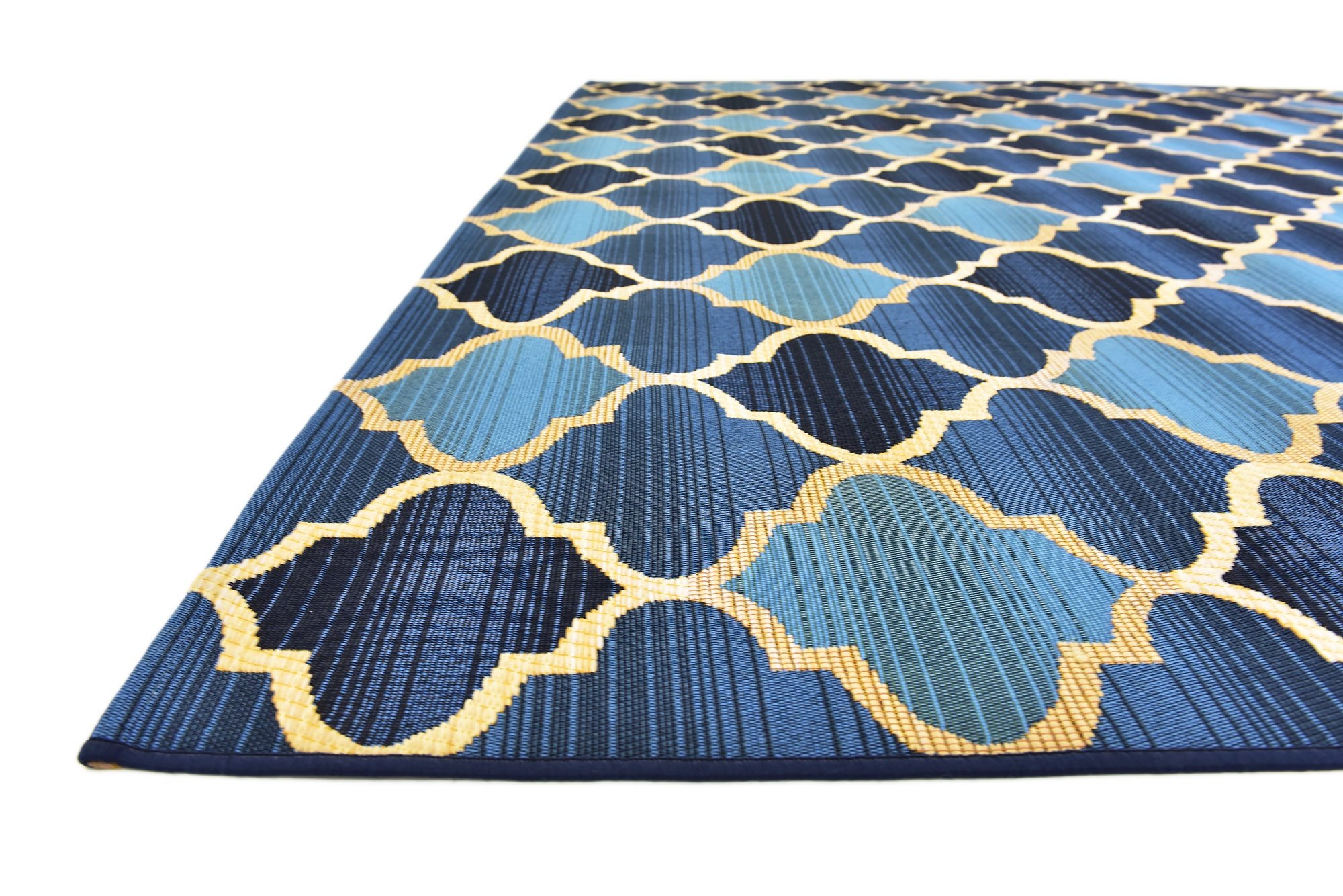 Unique Loom Outdoor Trellis Collection Area Rug - Eden Trellis (8' x 11' 4" Rectangle, Blue/ Beige)