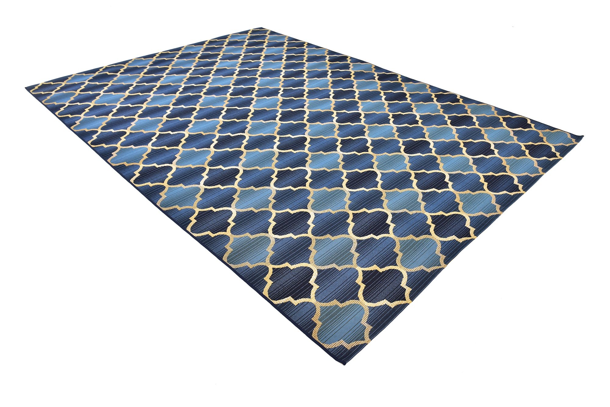 Unique Loom Outdoor Trellis Collection Area Rug - Eden Trellis (8' x 11' 4" Rectangle, Blue/ Beige)