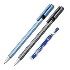 Staedtler triplus micro 1.3mm Lead Retractable Mechanical Pencil with Twist Eraser, 6 refills, 2-Pack, 77413SBKA6, Model: 77413SBKA6ST