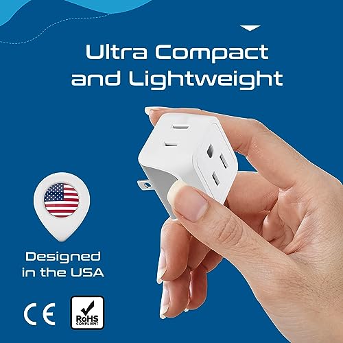 Japan, Philippines Travel Adapter Plug by Ceptics - USA 3 Pin Polarized to 2 Prong Unpolarized - Type A (3 Pack) - Dual Inputs - Ultra Compact - Perfect for Cell Phones, Tablet, Camera Chargers (CT-6)