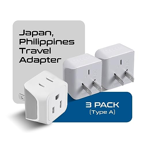 Japan, Philippines Travel Adapter Plug by Ceptics - USA 3 Pin Polarized to 2 Prong Unpolarized - Type A (3 Pack) - Dual Inputs - Ultra Compact - Perfect for Cell Phones, Tablet, Camera Chargers (CT-6)