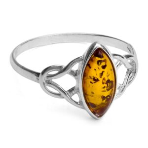 Ian and Valeri Co. Amber Sterling Silver Celtic Trinity Knot Ring