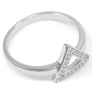 The Collegiate Standard Delta- Geometric inspired Triangle Sterling Silver Ring with CZs (5)