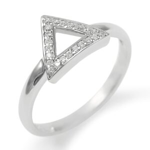 The Collegiate Standard Delta- Geometric inspired Triangle Sterling Silver Ring with CZs (5)