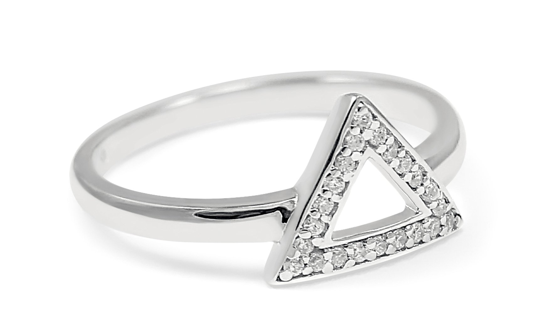 The Collegiate Standard Delta- Geometric inspired Triangle Sterling Silver Ring with CZs (5)