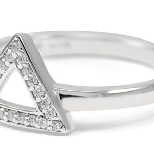 The Collegiate Standard Delta- Geometric inspired Triangle Sterling Silver Ring with CZs (5)