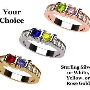 Central Diamond Center S-Bar W/Sides Couple's Ring with His & Hers Simulated Birthstones - 10k Yellow Gold - Size 8