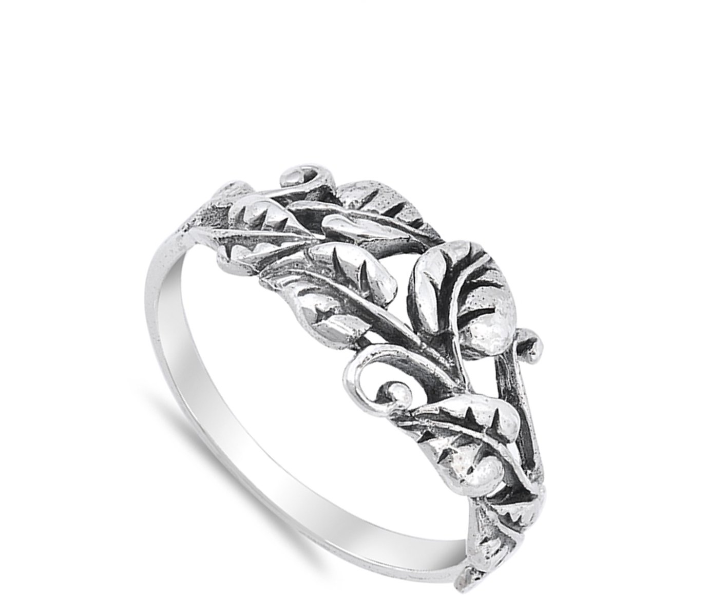 Oxidized Tree Leaf Vine Forest Filigree Ring 925 Sterling Silver Band Size 7