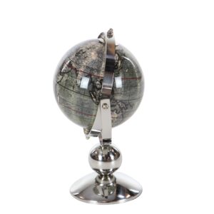 Deco 79 43487 Stainless Steel and PVC Decorative Globe, 8"L x 5"W x 10"H, Silver