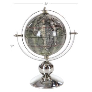 Deco 79 43487 Stainless Steel and PVC Decorative Globe, 8"L x 5"W x 10"H, Silver