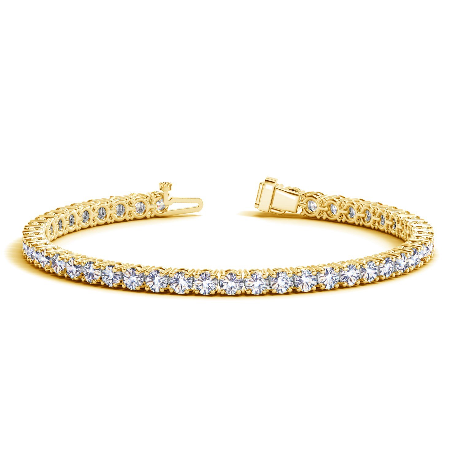 Houston Diamond District 2 Carat Classic Natural Diamond Tennis Bracelet 14K Yellow Gold Premium Collection (H-I Color)