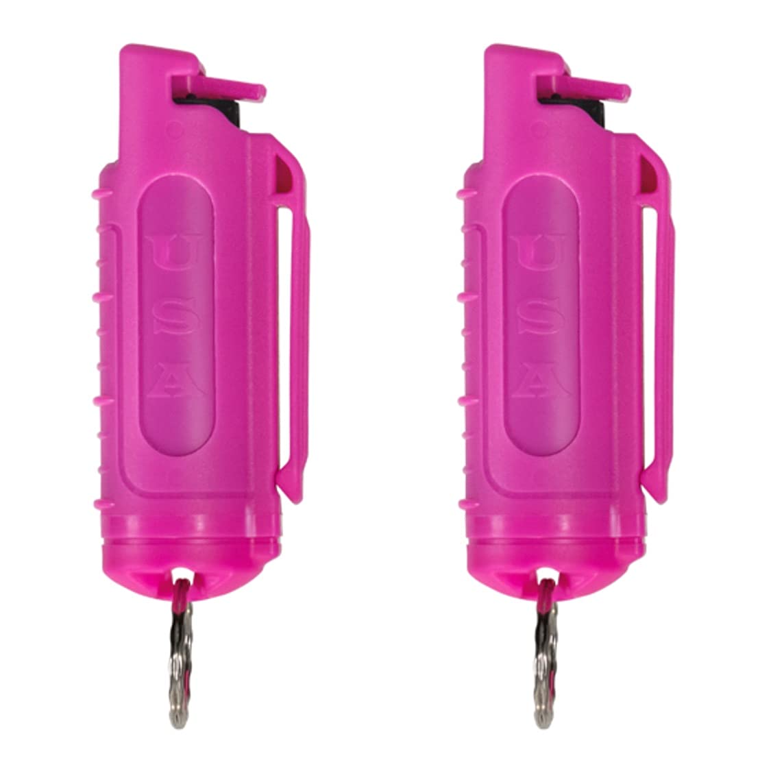 Police Magnum Pepper Spray Keychain Belt Clips- Maximum Heat Strength OC with Dye- Combo Safety Key Chain Set- Made in The USA- 2 Pack Hot Pink INJ