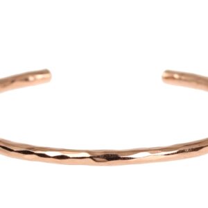 John S. Brana 3mm Hammered Copper Cuff Bracelet Handmade Jewelry - 100% Solid Uncoated Copper (6.5)