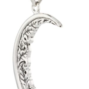 Jewelry Trends Sterling Silver Large Floral Leaf Crescent Moon Pendant