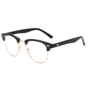 pro acme blue light blocking glasses semi rimless frame filter blue ray computer glasses (matte black)