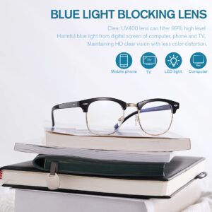 Pro Acme Blue Light Blocking Glasses Semi Rimless Frame Filter Blue Ray Computer Glasses (Matte Black)