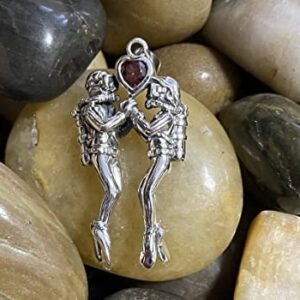 Jewelry Trends Sterling Silver Scuba Divers Garnet Heart Pendant