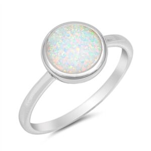 oxford diamond co solid round lab created white opal .925 sterling silver ring sizes 4-11 (11)