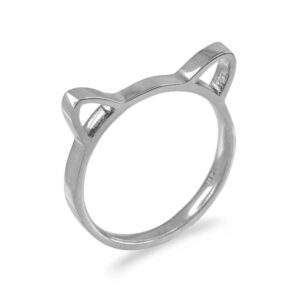 CaliRoseJewelry 10k White Gold Kitty Cat Kitten Ears Stackable Ladies Ring (Size 9)