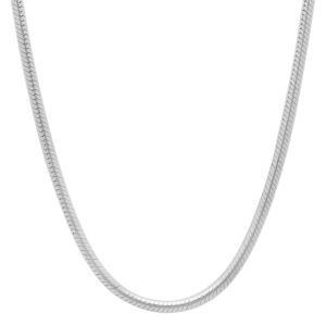 3mm Solid .925 Sterling Silver Round Snake Choker Chain Necklace, 18 inches