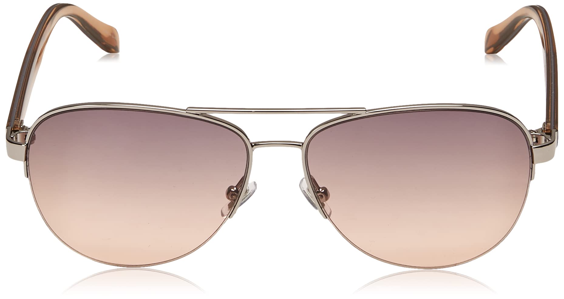 Fossil Women's FOS3062s Aviator Sunglasses, Ruthenium Nude, 57 mm