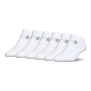 under armour unisex-adult cotton no show socks, multipairs, white/gray (6 pairs), large