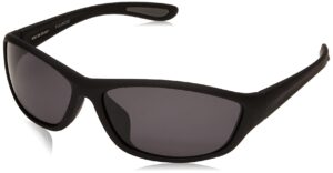 foster grant, mens, backstop wrap polarized sunglasses, black/black, 150 mm