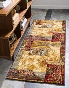 unique loom barista collection area rug - arusha (2' 2" x 6' 1" runner, beige/ black)