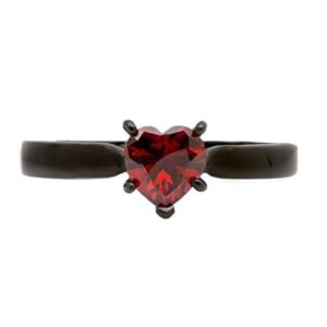 red heart love black stainless steel promise engagement wedding ring (6)