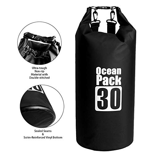 Bear Outdoor Dry Sack/Waterproof Bag for Boating, Kayaking, Hiking, Snowboarding, Camping, Rafting, Fishing and Backpacking (Black, 20L)