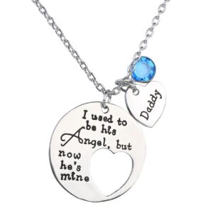 Jovivi I Used To Be His Angel Now He's Mine Daddy Blue Crysal Memorial Necklace,In Memory Of Loved One Daddy