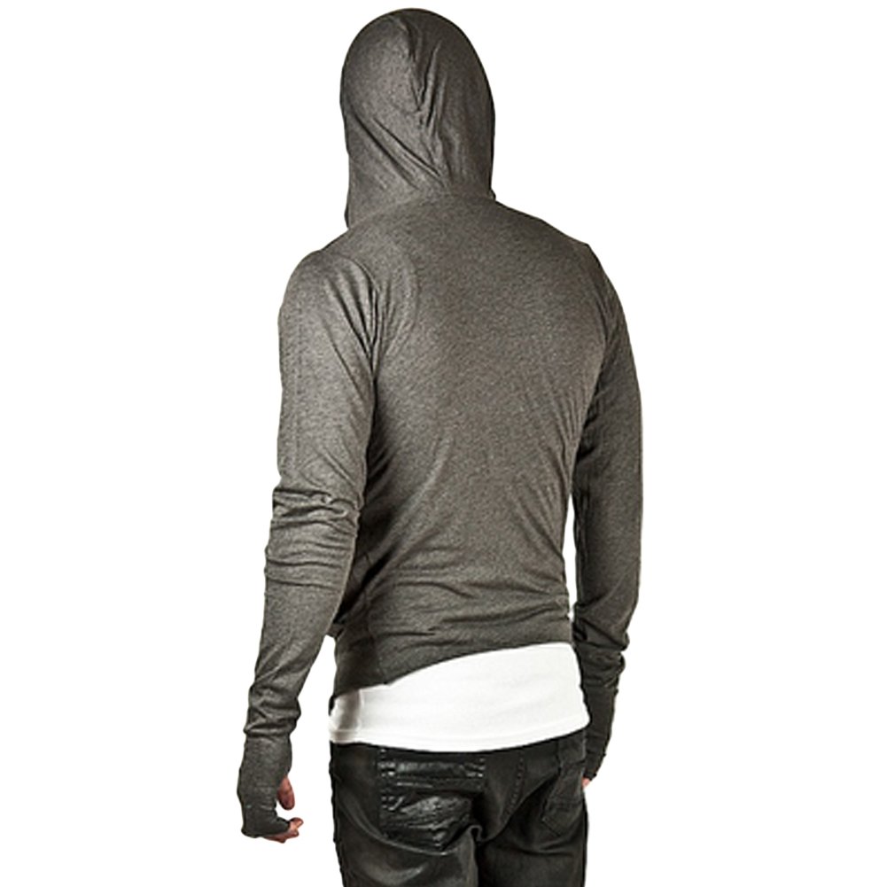 ZUEVI Men's Hoodies Cool Side Zipper Assassin's Robe Jacket Cosplay Hooded Sweatshirts (GREY-M)