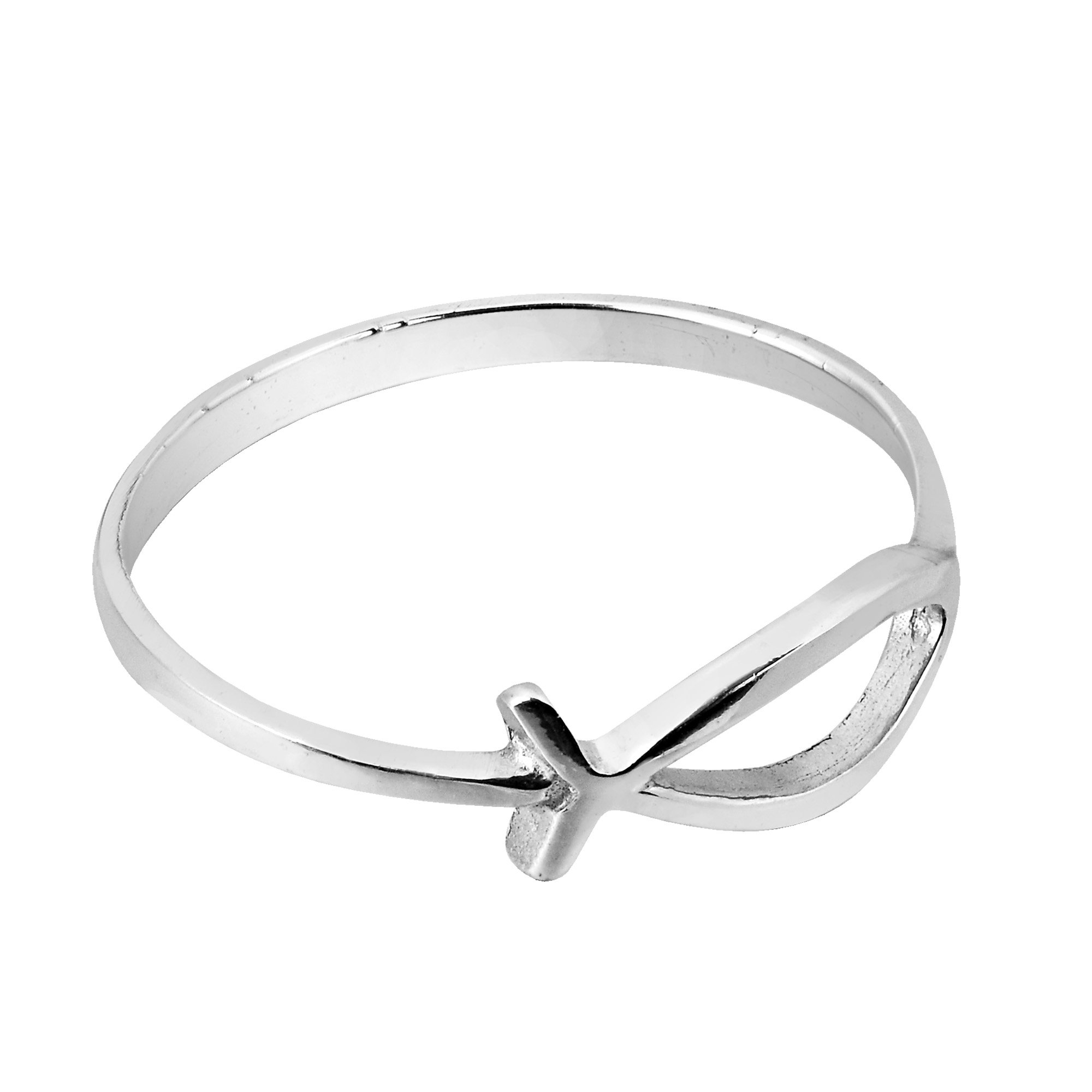 AeraVida Simplistic Plain Ichthys Christian Fish Sterling Silver Everyday Ring | Statement Fashion, Promise ring, Couple Unisex Ring | Jewelry Gift for All Occasions | Size 9