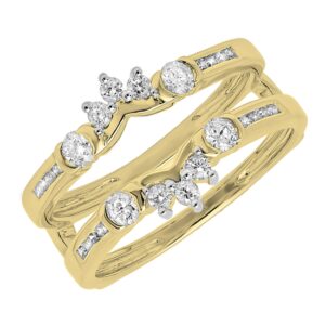 dazzlingrock collection round white diamond wedding enhancer ring for women (0.50 ctw) in 10k yellow gold size 6.5