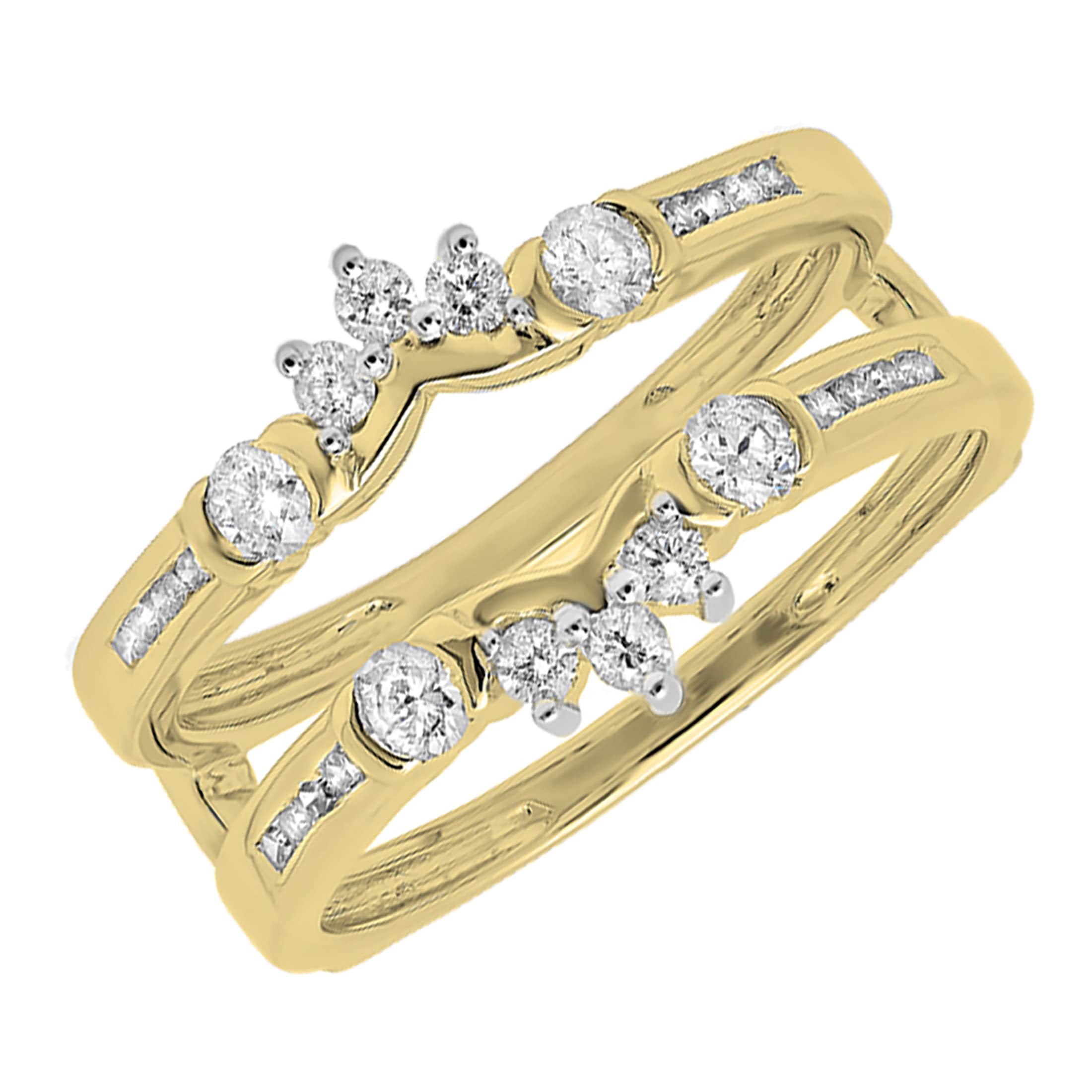 Dazzlingrock Collection Round White Diamond Wedding Enhancer Ring for Women (0.50 ctw) in 10K Yellow Gold Size 6.5