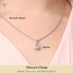 MAX + STONE Sterling Silver Rose Pendant Necklace for Women on 18 inch Rope Chain Womens Silver Pendant Necklaces